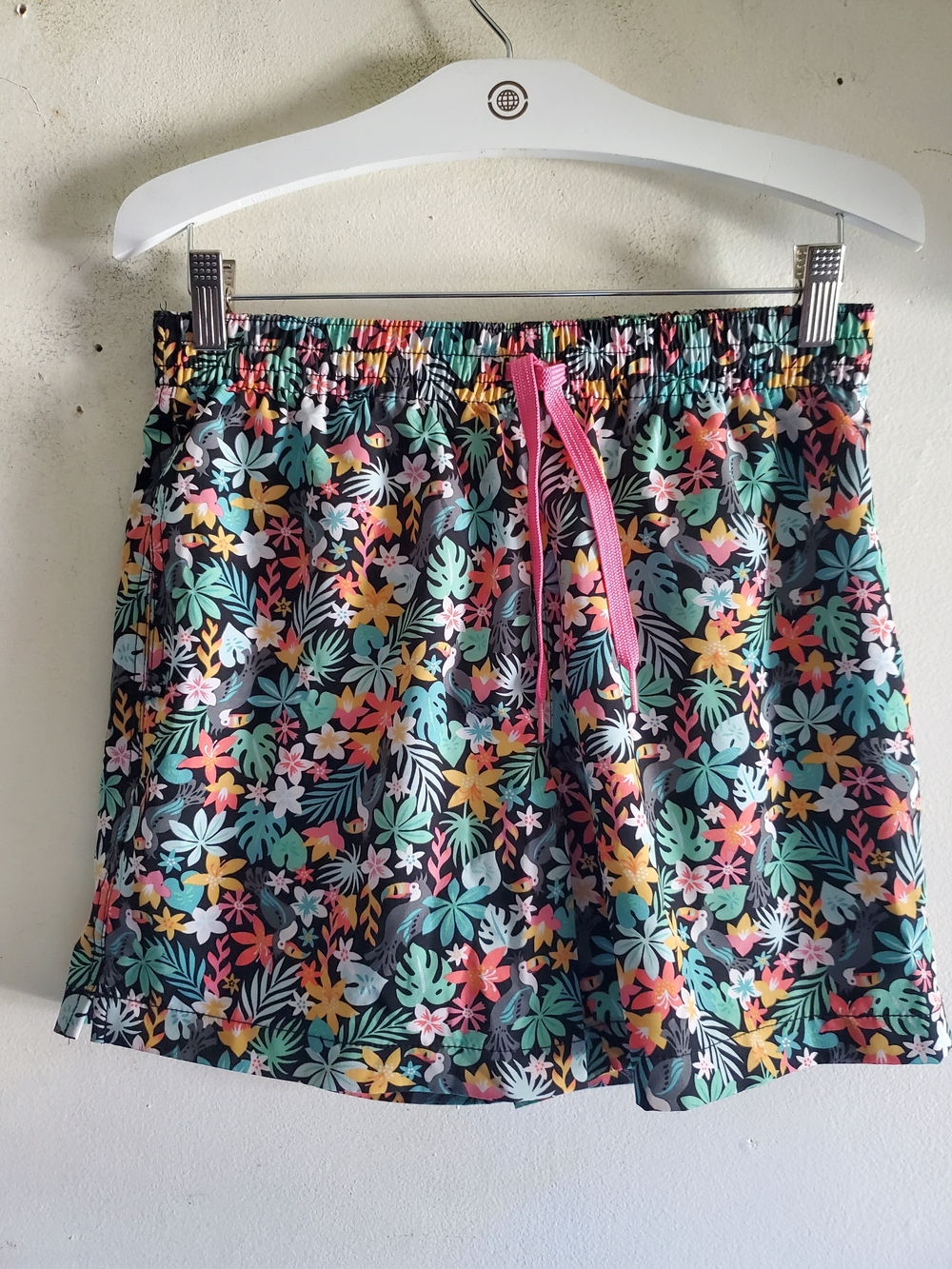 chubbies Black Tropical Floral Short  with Multicolor Print 5.5 Inseam.
